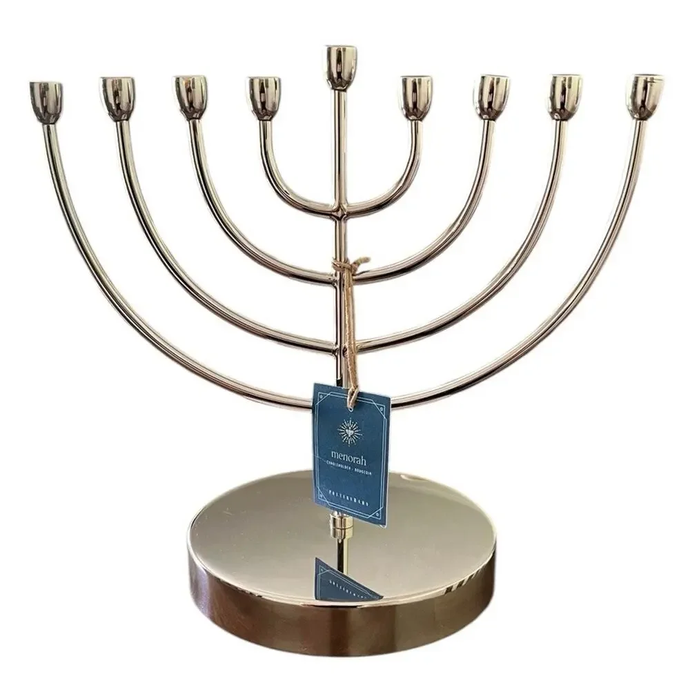 NEW Pottery Barn Menorah 9 Branch Silver Hanukkah Judaica Candleholder (F)